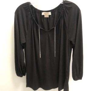MICHAEL KORS BLACK CHAIN NECKLACE TUNIC TOP PS